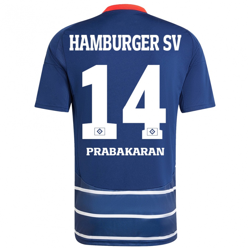 Niño Fútbol Camiseta Nilavan Prabakaran #14 Azul Oscuro 2ª Equipación 2024/25