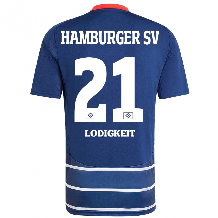 Niño Fútbol Camiseta Luis Lodigkeit #21 Azul Oscuro 2ª Equipación 2024/25