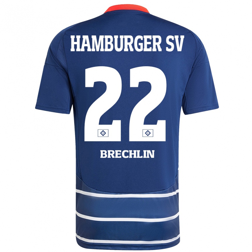 Niño Fútbol Camiseta Bjarne Brechlin #22 Azul Oscuro 2ª Equipación 2024/25