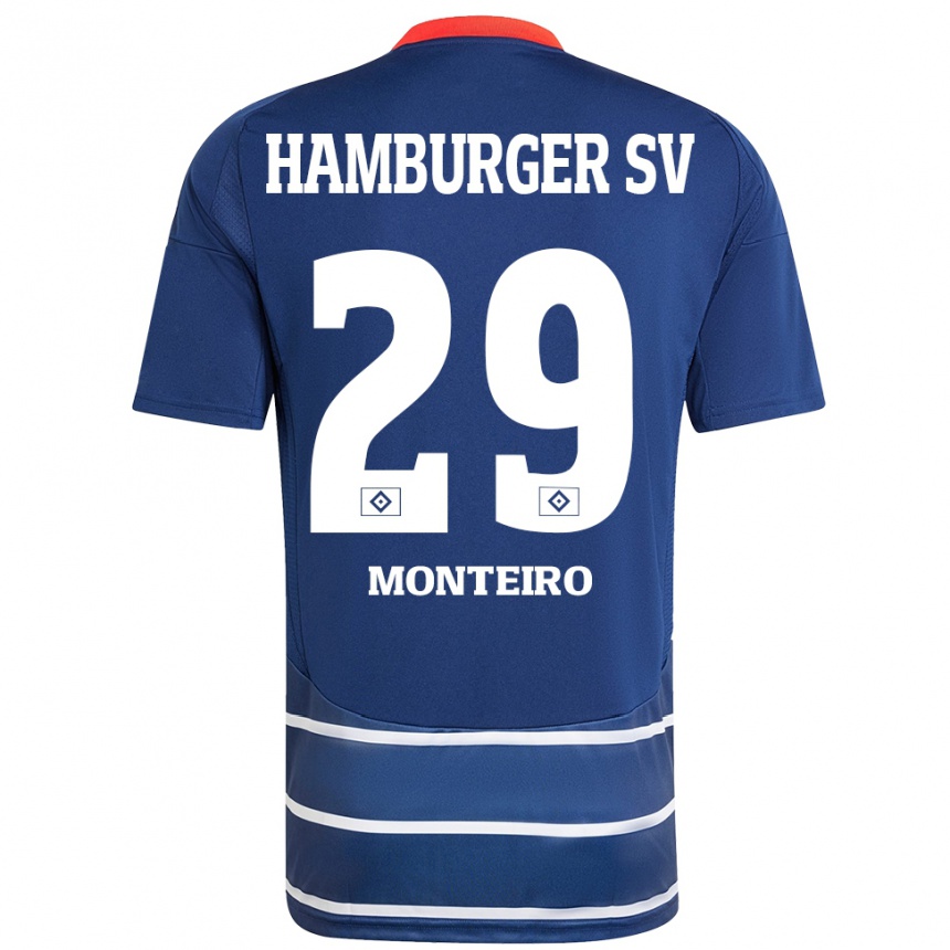 Niño Fútbol Camiseta Alfa Monteiro #29 Azul Oscuro 2ª Equipación 2024/25