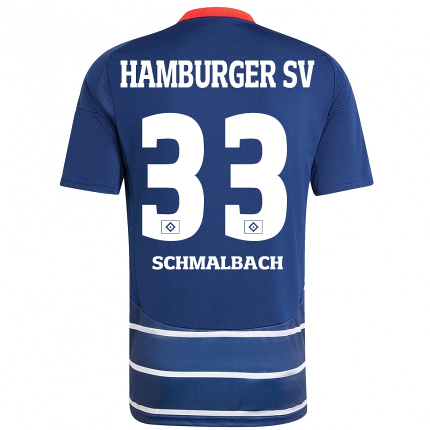 Niño Fútbol Camiseta Sebastian Schmalbach #33 Azul Oscuro 2ª Equipación 2024/25