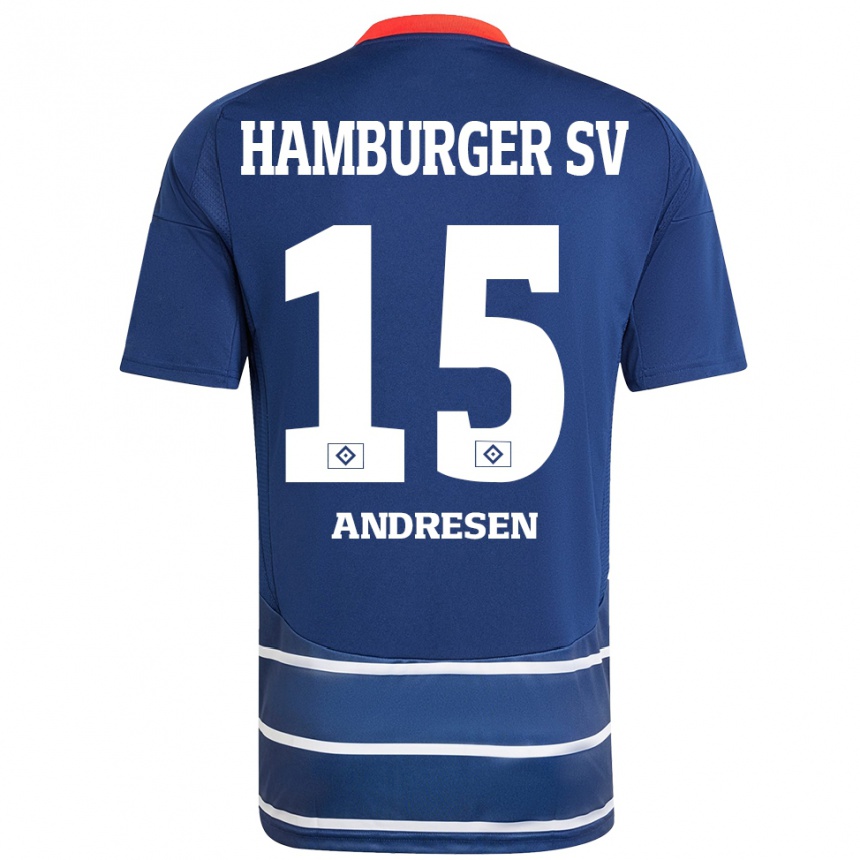 Niño Fútbol Camiseta Bent Andresen #15 Azul Oscuro 2ª Equipación 2024/25