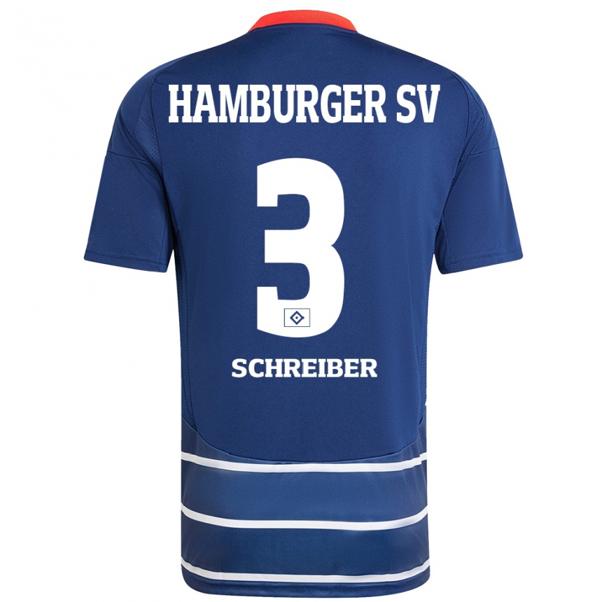 Niño Fútbol Camiseta David Schreiber #3 Azul Oscuro 2ª Equipación 2024/25