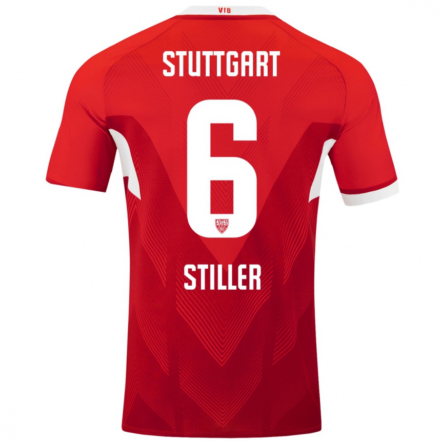 Niño Fútbol Camiseta Angelo Stiller #6 Rojo Blanco 2ª Equipación 2024/25