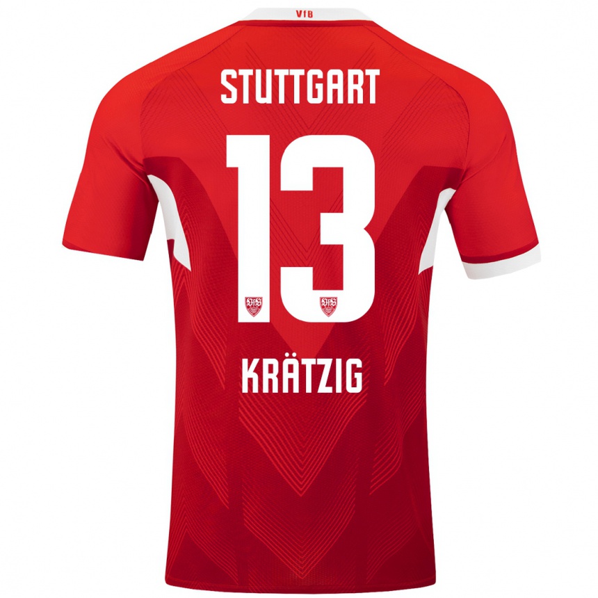 Niño Fútbol Camiseta Frans Krätzig #13 Rojo Blanco 2ª Equipación 2024/25