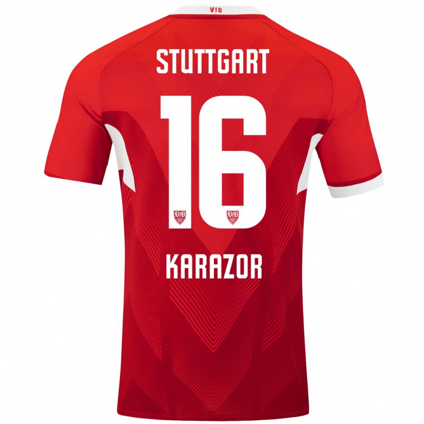 Niño Fútbol Camiseta Atakan Karazor #16 Rojo Blanco 2ª Equipación 2024/25