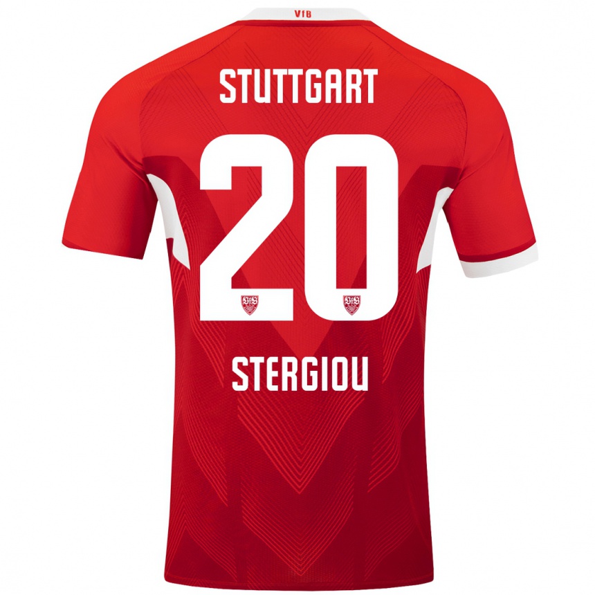 Niño Fútbol Camiseta Leonidas Stergiou #20 Rojo Blanco 2ª Equipación 2024/25