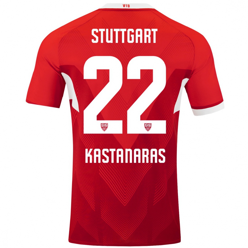 Niño Fútbol Camiseta Thomas Kastanaras #22 Rojo Blanco 2ª Equipación 2024/25