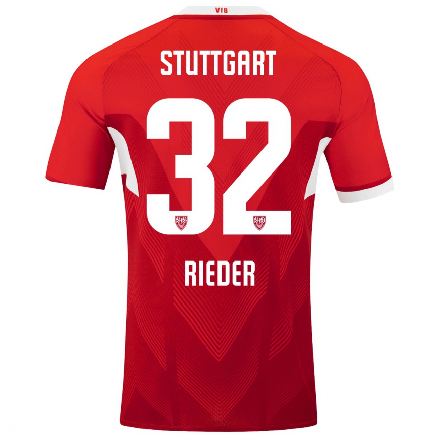 Niño Fútbol Camiseta Fabian Rieder #32 Rojo Blanco 2ª Equipación 2024/25