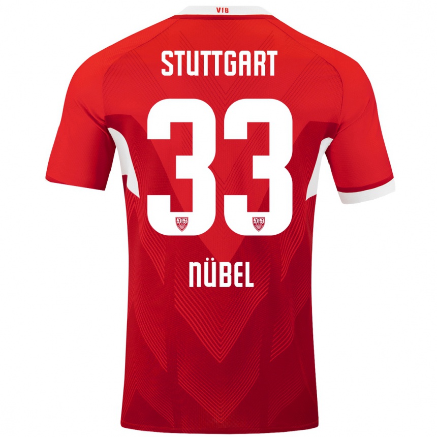 Niño Fútbol Camiseta Alexander Nübel #33 Rojo Blanco 2ª Equipación 2024/25