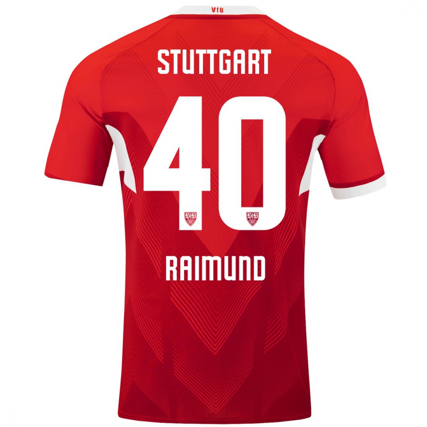 Niño Fútbol Camiseta Luca Raimund #40 Rojo Blanco 2ª Equipación 2024/25