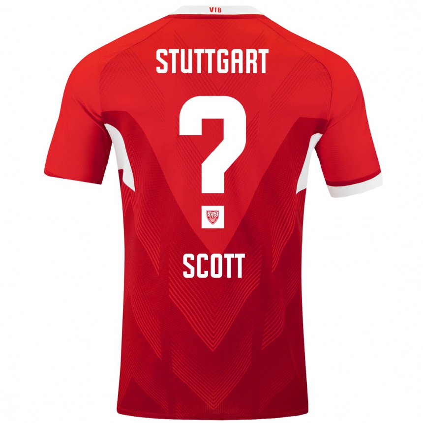 Niño Fútbol Camiseta Elijah Scott #0 Rojo Blanco 2ª Equipación 2024/25