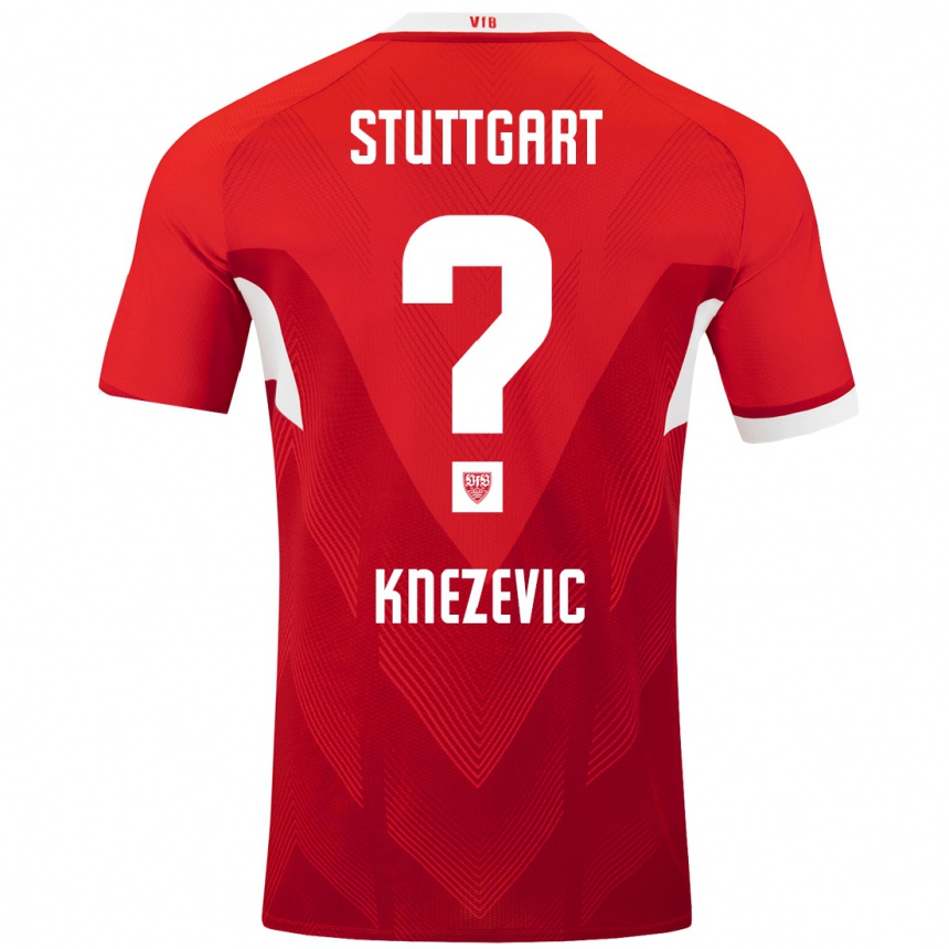 Niño Fútbol Camiseta Ivan Knezevic #0 Rojo Blanco 2ª Equipación 2024/25