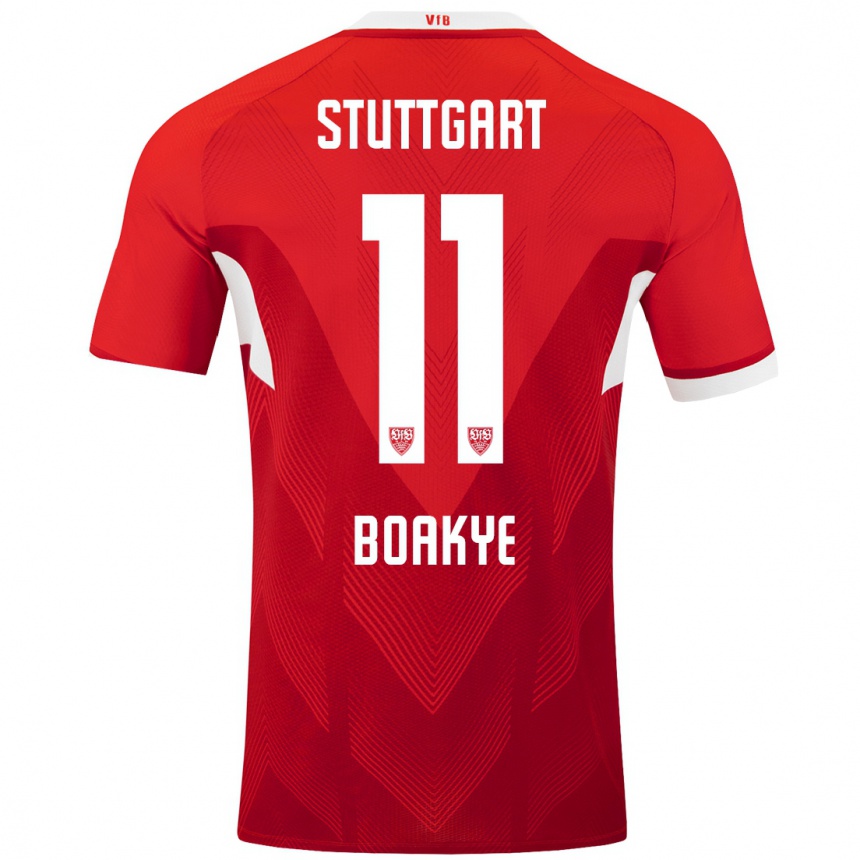 Niño Fútbol Camiseta Benjamin Boakye #11 Rojo Blanco 2ª Equipación 2024/25