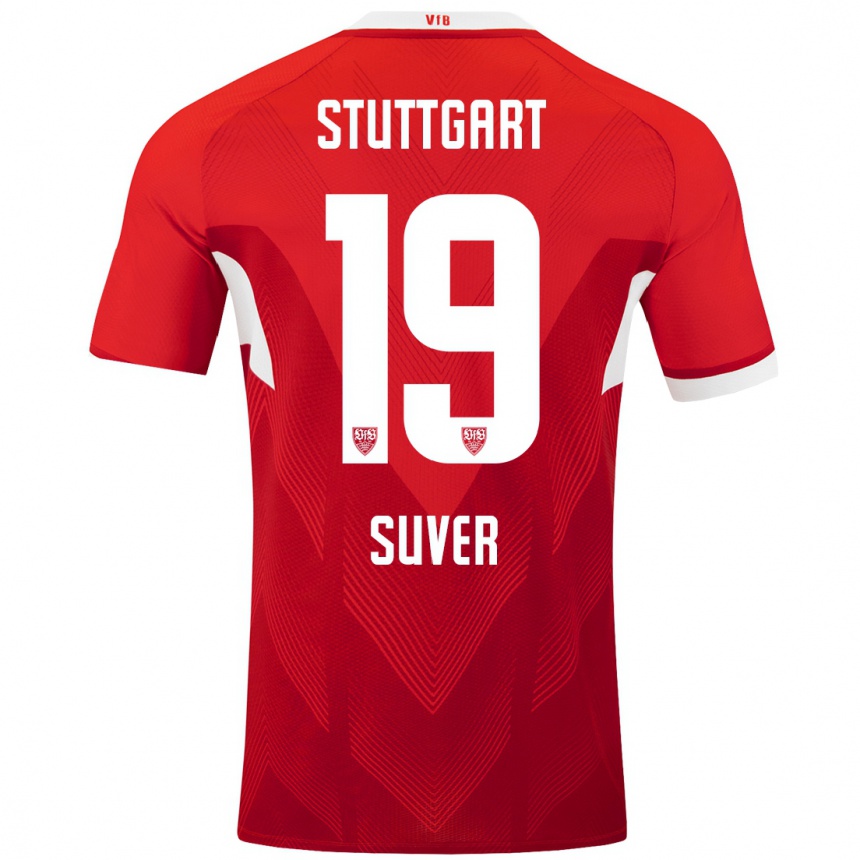 Niño Fútbol Camiseta Jakov Suver #19 Rojo Blanco 2ª Equipación 2024/25