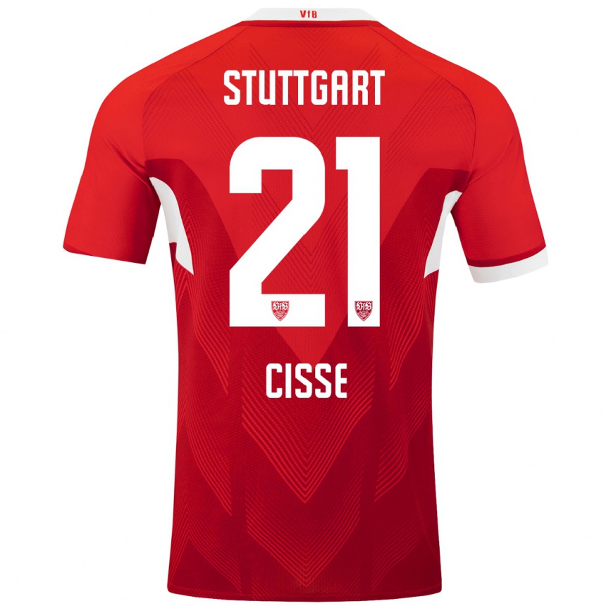 Niño Fútbol Camiseta Moussa Cissé #21 Rojo Blanco 2ª Equipación 2024/25