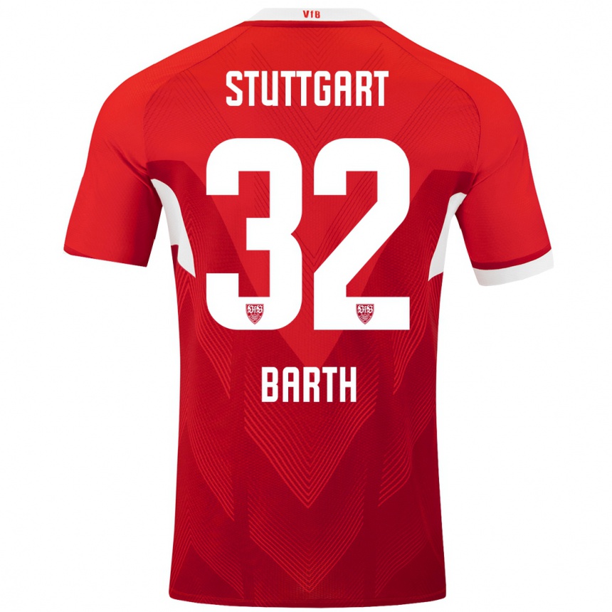 Niño Fútbol Camiseta Tom Barth #32 Rojo Blanco 2ª Equipación 2024/25