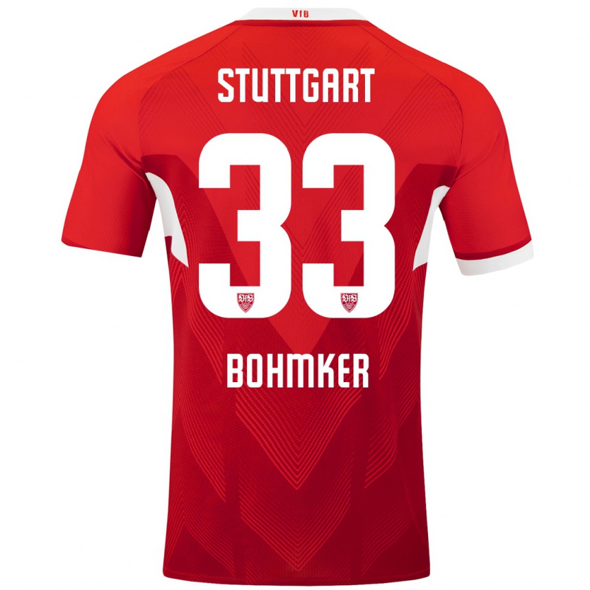 Niño Fútbol Camiseta Finn Böhmker #33 Rojo Blanco 2ª Equipación 2024/25