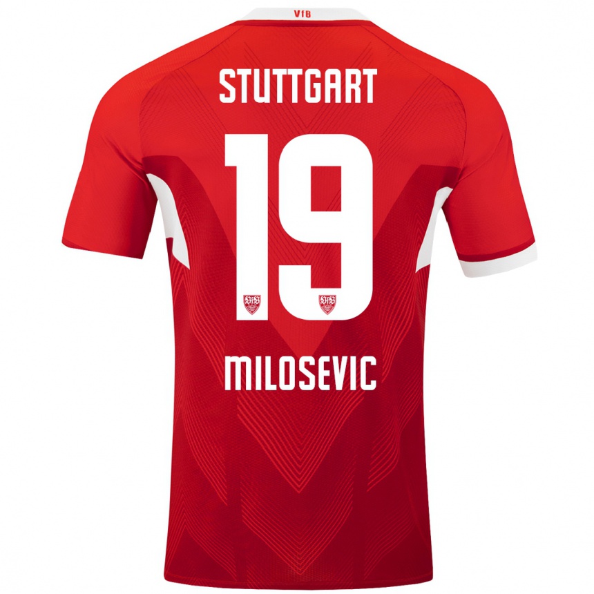 Niño Fútbol Camiseta Jovan Milosevic #19 Rojo Blanco 2ª Equipación 2024/25