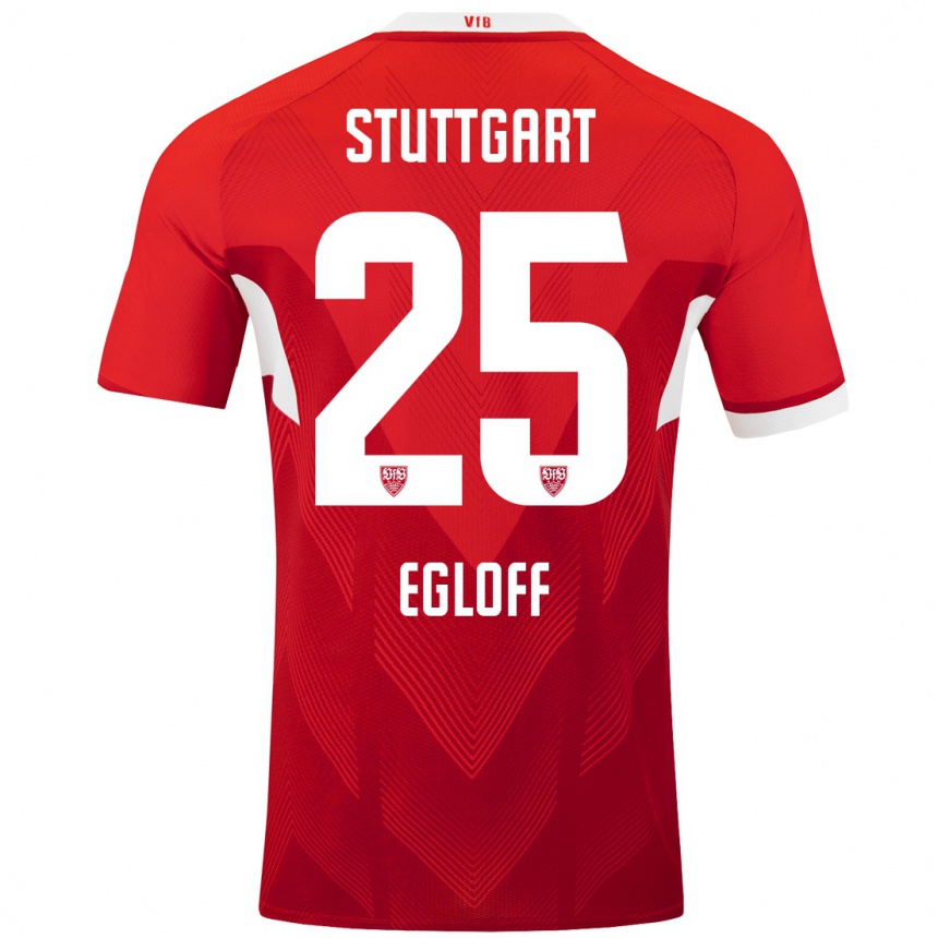 Niño Fútbol Camiseta Lilian Egloff #25 Rojo Blanco 2ª Equipación 2024/25