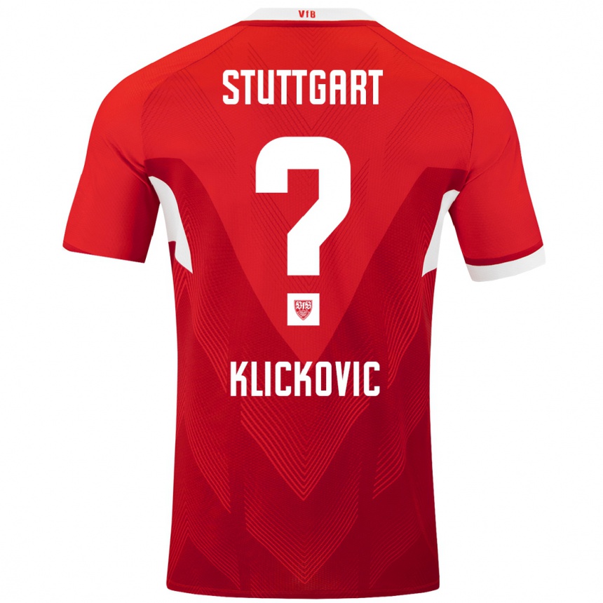 Niño Fútbol Camiseta Maksim Klickovic #0 Rojo Blanco 2ª Equipación 2024/25