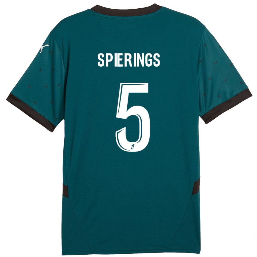 Niño Fútbol Camiseta Stijn Spierings #5 Verde Oscuro 2ª Equipación 2024/25