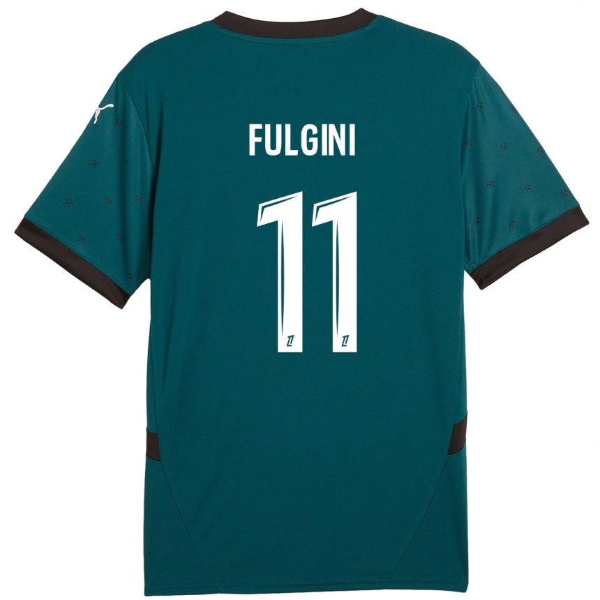 Niño Fútbol Camiseta Angelo Fulgini #11 Verde Oscuro 2ª Equipación 2024/25