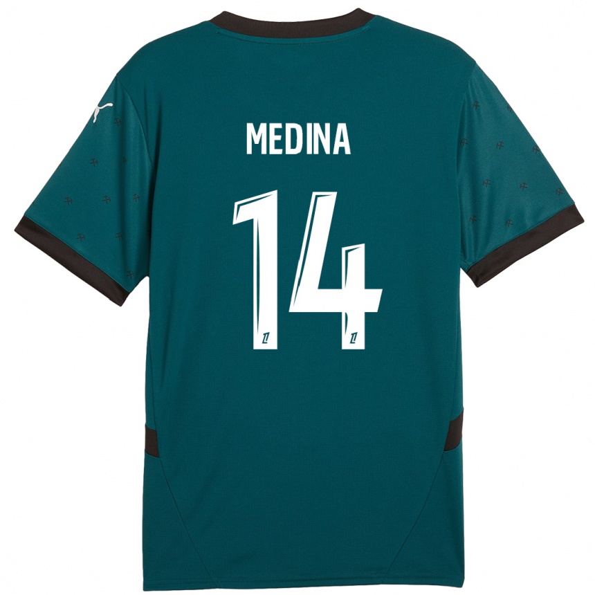 Niño Fútbol Camiseta Facundo Medina #14 Verde Oscuro 2ª Equipación 2024/25