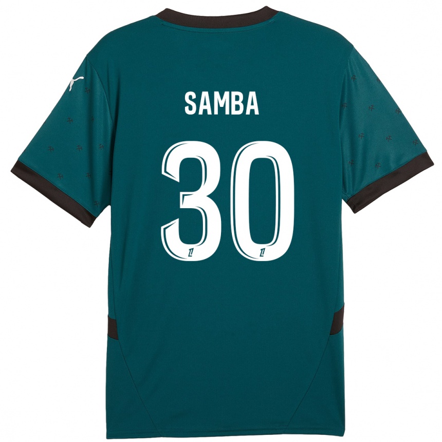 Niño Fútbol Camiseta Brice Samba #30 Verde Oscuro 2ª Equipación 2024/25