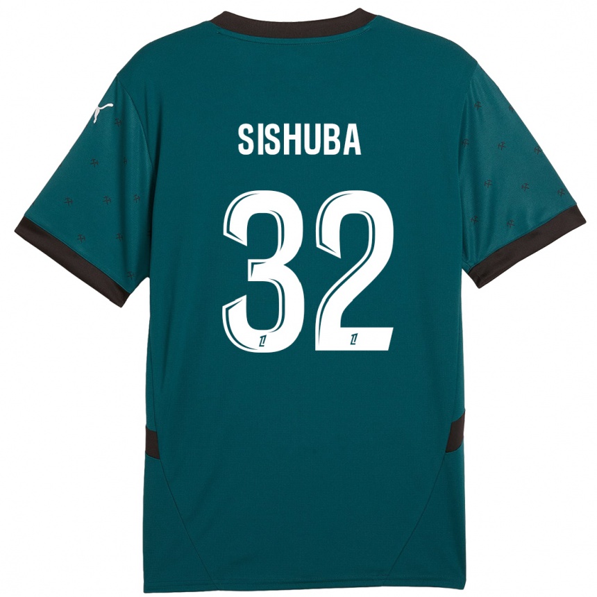 Niño Fútbol Camiseta Ayanda Sishuba #32 Verde Oscuro 2ª Equipación 2024/25