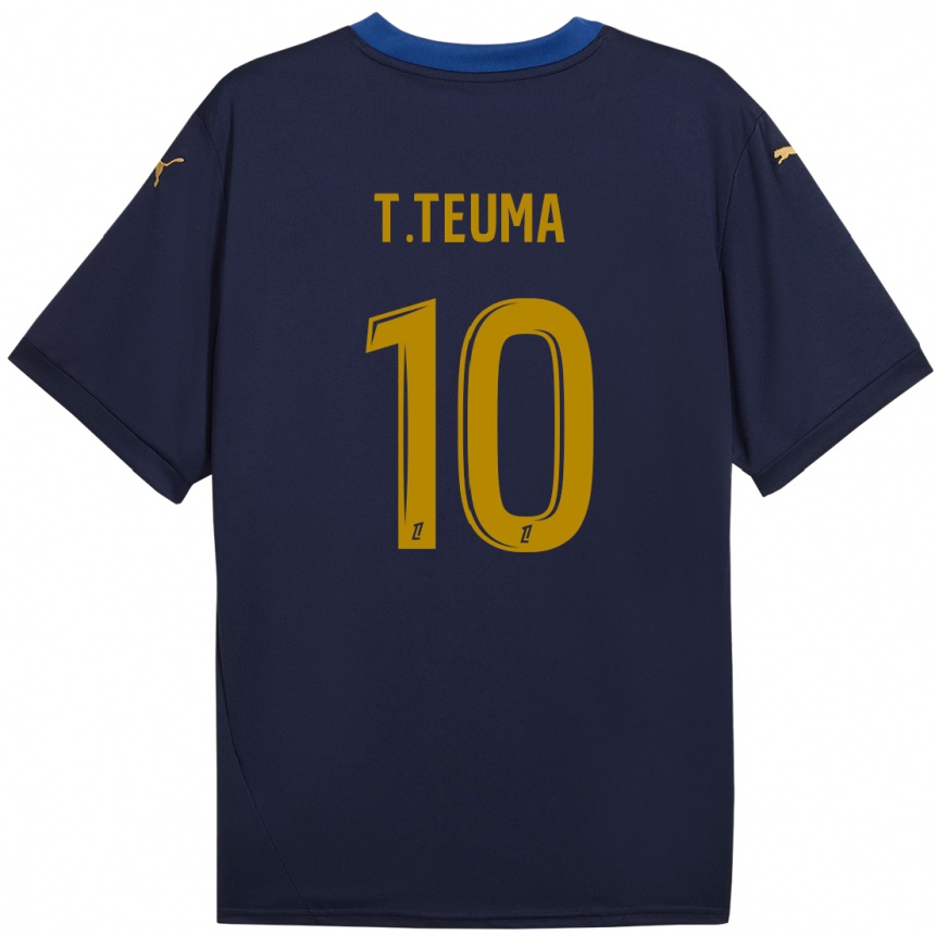 Niño Fútbol Camiseta Teddy Teuma #10 Azul Marino Dorado 2ª Equipación 2024/25