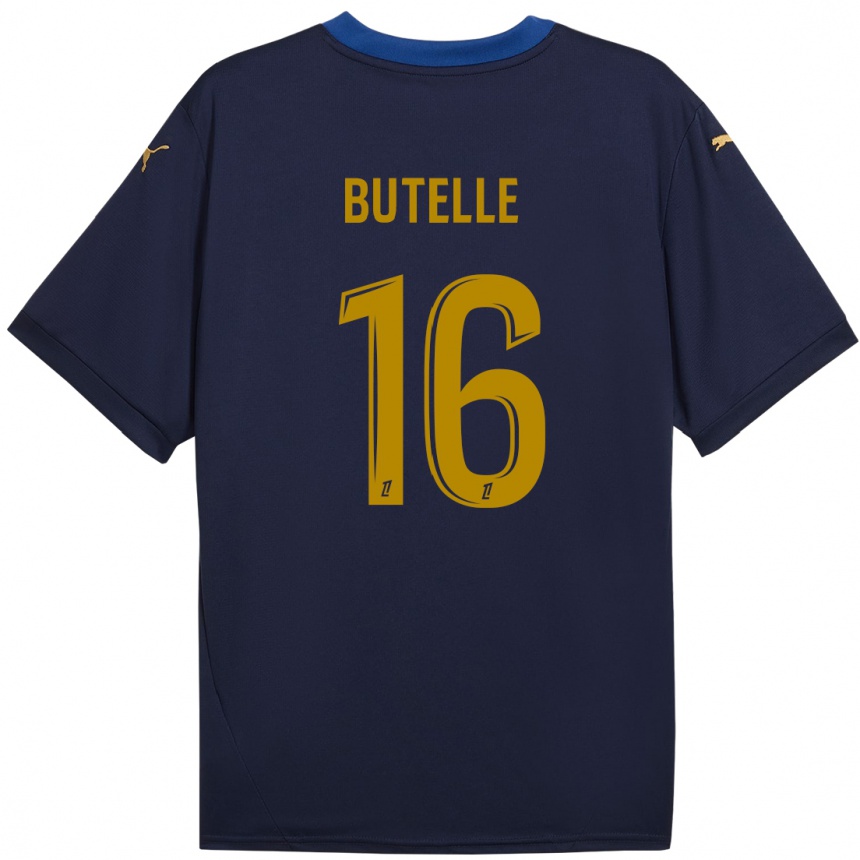 Niño Fútbol Camiseta Ludovic Butelle #16 Azul Marino Dorado 2ª Equipación 2024/25