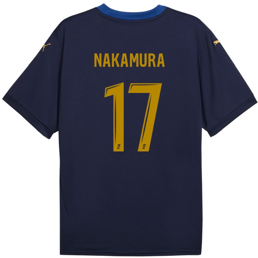 Niño Fútbol Camiseta Keito Nakamura #17 Azul Marino Dorado 2ª Equipación 2024/25