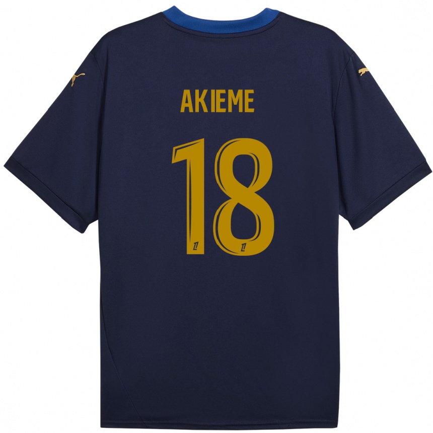 Niño Fútbol Camiseta Sergio Akieme #18 Azul Marino Dorado 2ª Equipación 2024/25