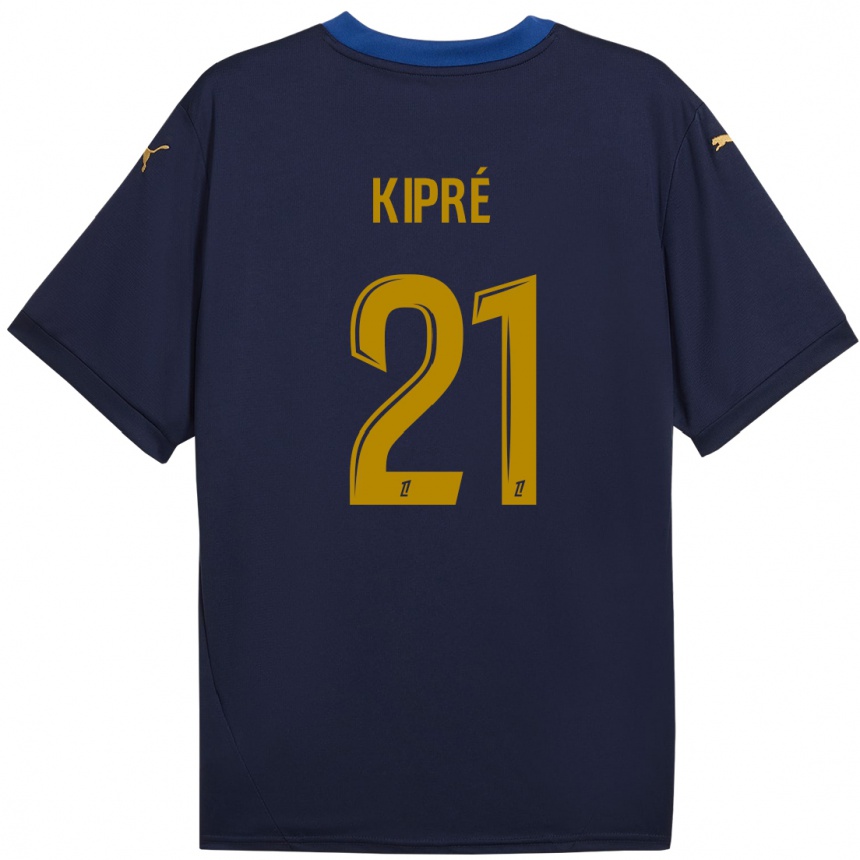 Niño Fútbol Camiseta Cédric Kipré #21 Azul Marino Dorado 2ª Equipación 2024/25