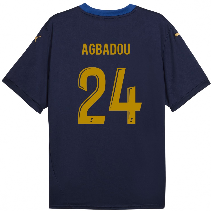 Niño Fútbol Camiseta Emmanuel Agbadou #24 Azul Marino Dorado 2ª Equipación 2024/25