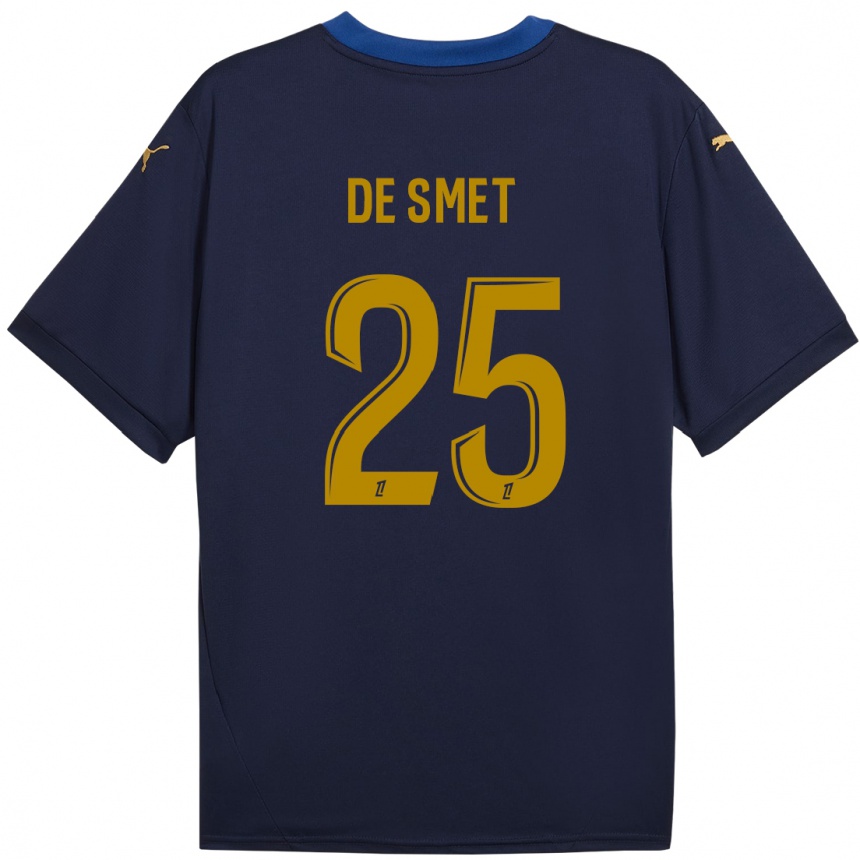 Niño Fútbol Camiseta Thibault De Smet #25 Azul Marino Dorado 2ª Equipación 2024/25