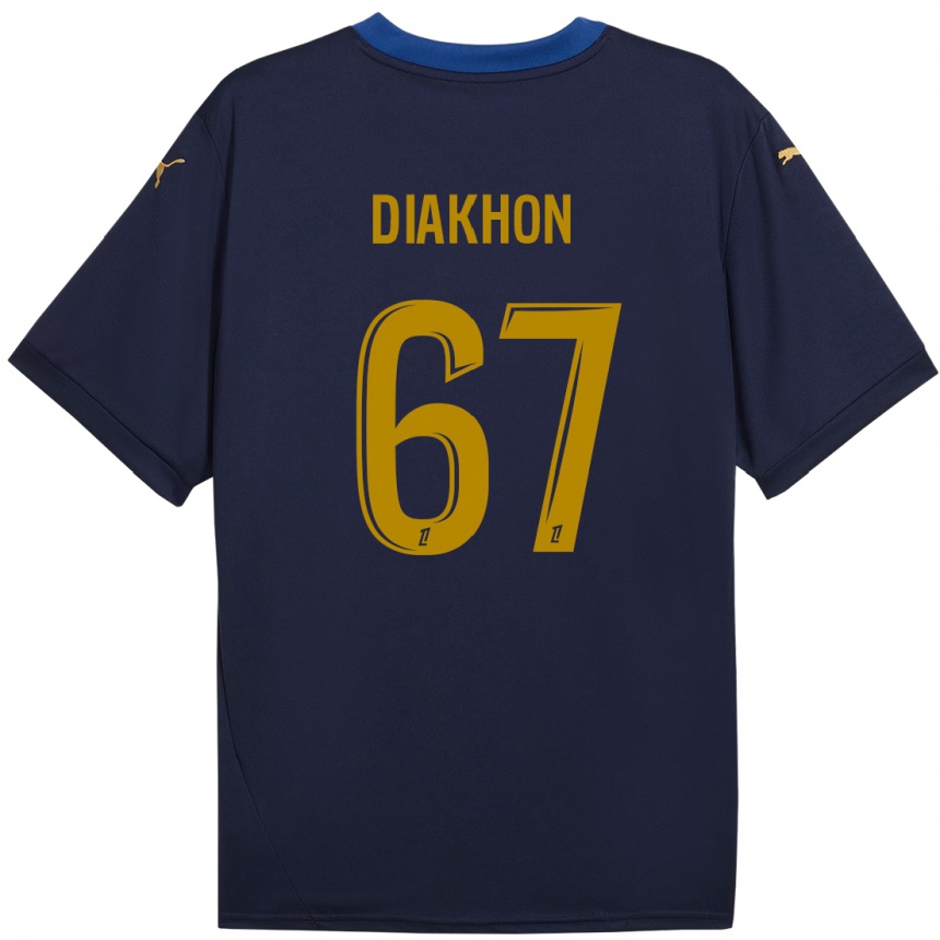 Niño Fútbol Camiseta Mamadou Diakhon #67 Azul Marino Dorado 2ª Equipación 2024/25