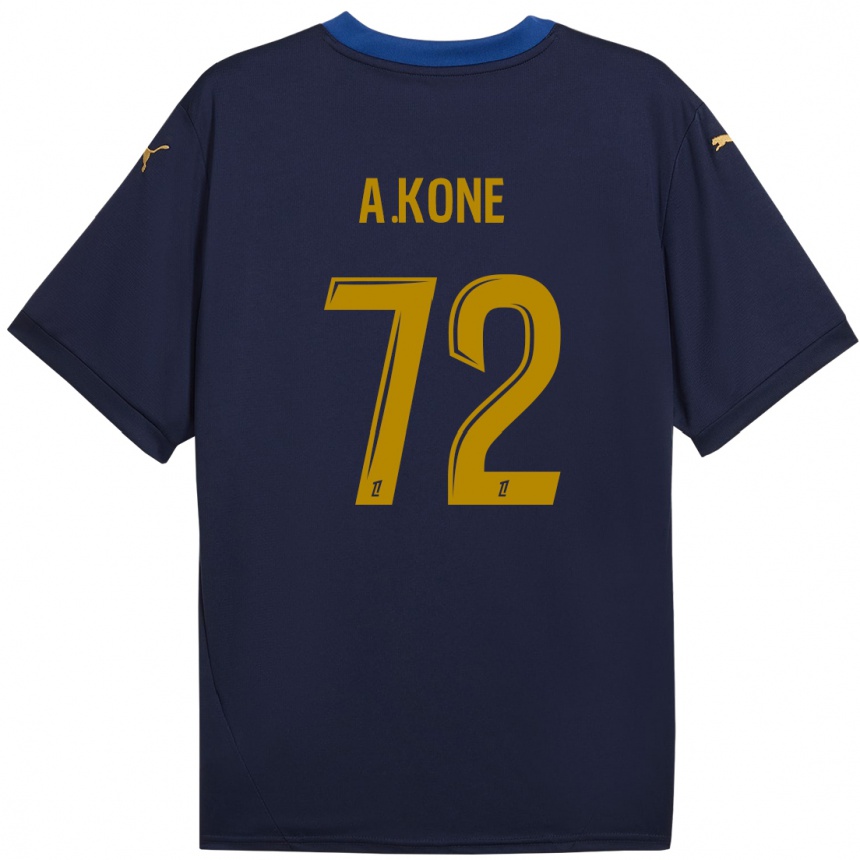 Niño Fútbol Camiseta Amadou Koné #72 Azul Marino Dorado 2ª Equipación 2024/25