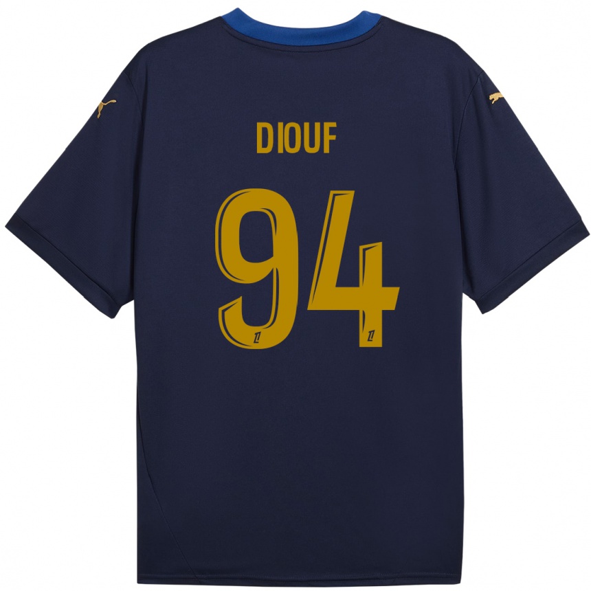 Niño Fútbol Camiseta Yehvann Diouf #94 Azul Marino Dorado 2ª Equipación 2024/25