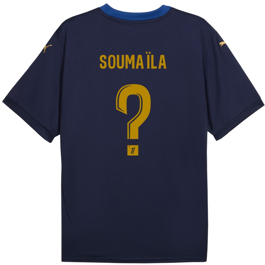 Niño Fútbol Camiseta Soumaïla Sylla #0 Azul Marino Dorado 2ª Equipación 2024/25