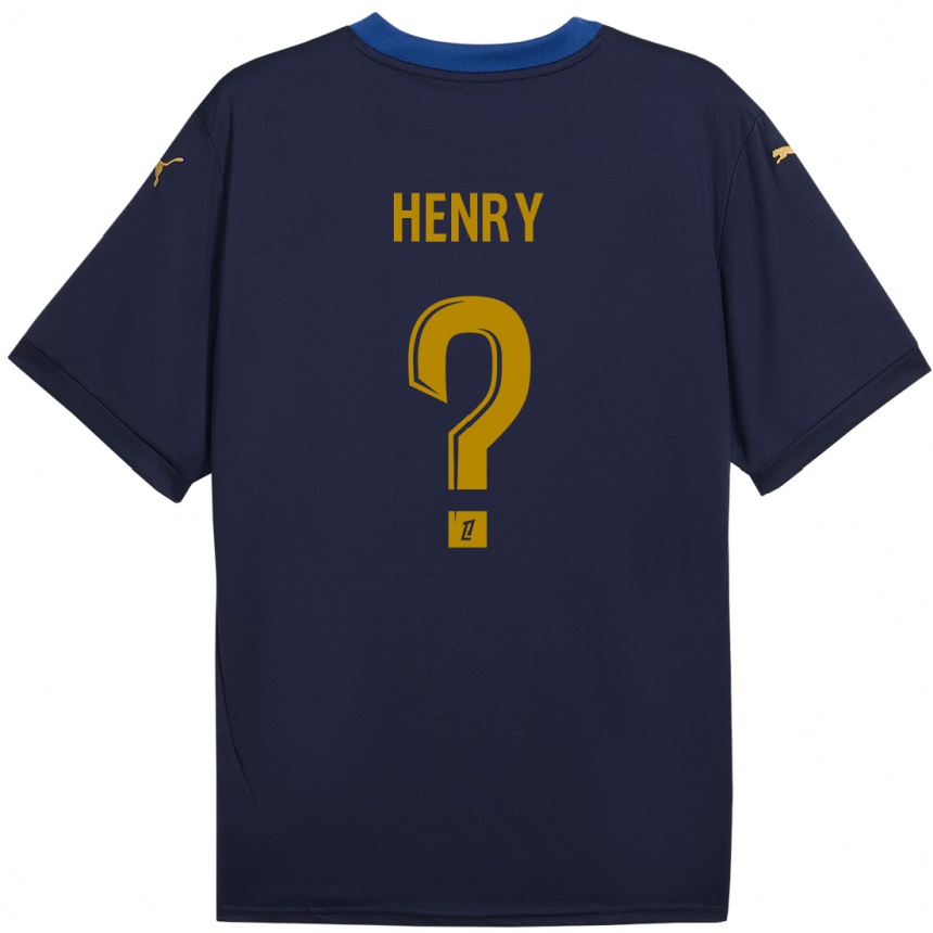 Niño Fútbol Camiseta Kobi Henry #0 Azul Marino Dorado 2ª Equipación 2024/25