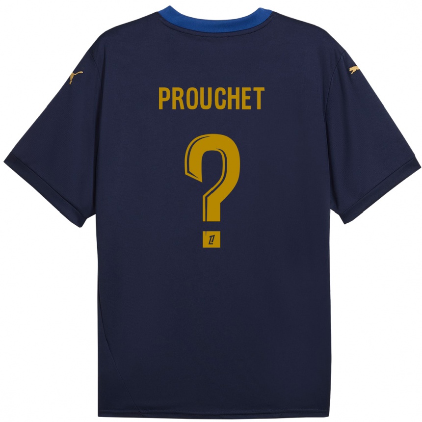 Niño Fútbol Camiseta Killian Prouchet #0 Azul Marino Dorado 2ª Equipación 2024/25