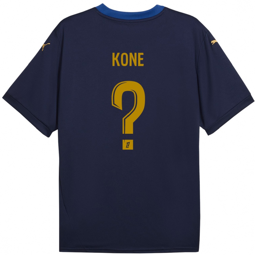 Niño Fútbol Camiseta Abdoul Koné #0 Azul Marino Dorado 2ª Equipación 2024/25