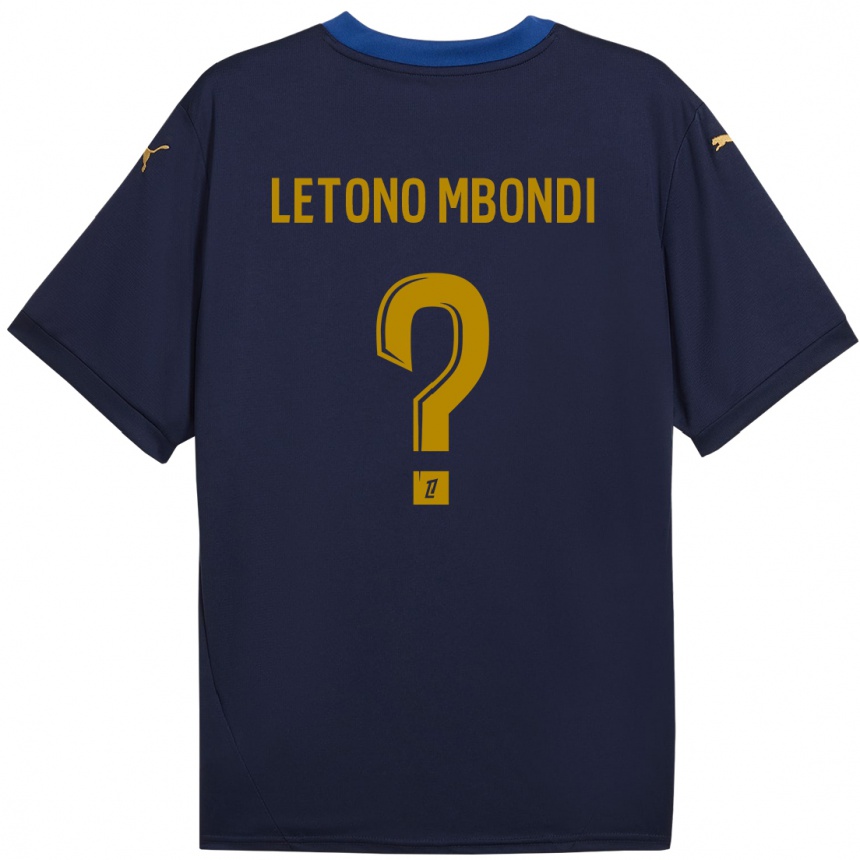 Niño Fútbol Camiseta Christ-Emmanuel Letono Mbondi #0 Azul Marino Dorado 2ª Equipación 2024/25