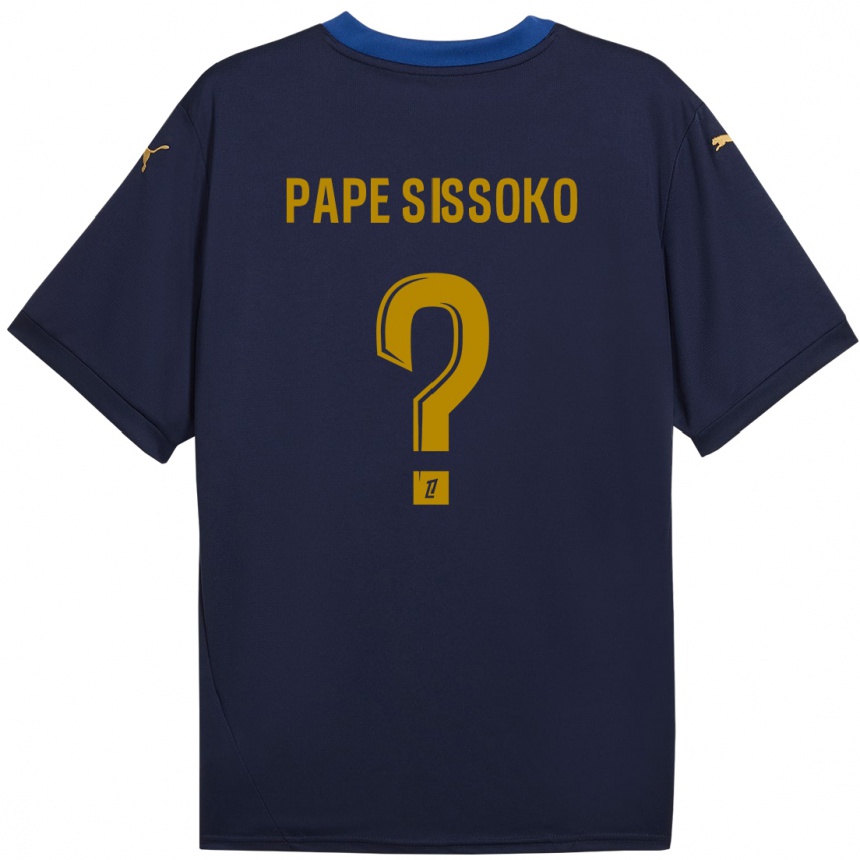 Niño Fútbol Camiseta Niama Pape Sissoko #0 Azul Marino Dorado 2ª Equipación 2024/25