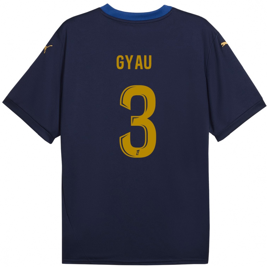 Niño Fútbol Camiseta Mia Gyau #3 Azul Marino Dorado 2ª Equipación 2024/25