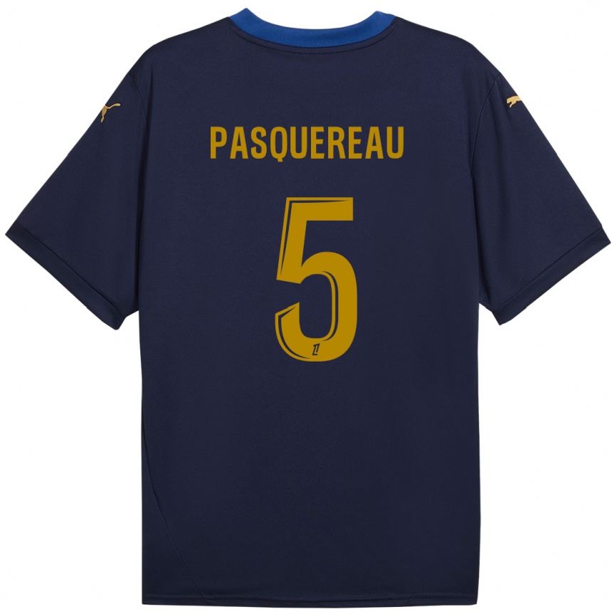 Niño Fútbol Camiseta Julie Pasquereau #5 Azul Marino Dorado 2ª Equipación 2024/25