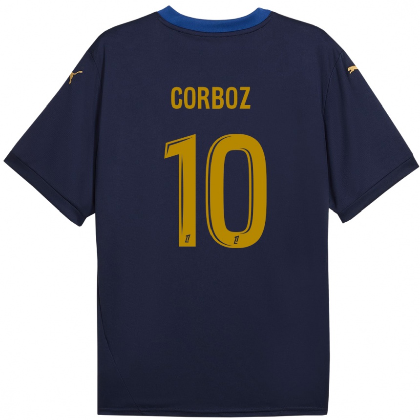 Niño Fútbol Camiseta Rachel Corboz #10 Azul Marino Dorado 2ª Equipación 2024/25