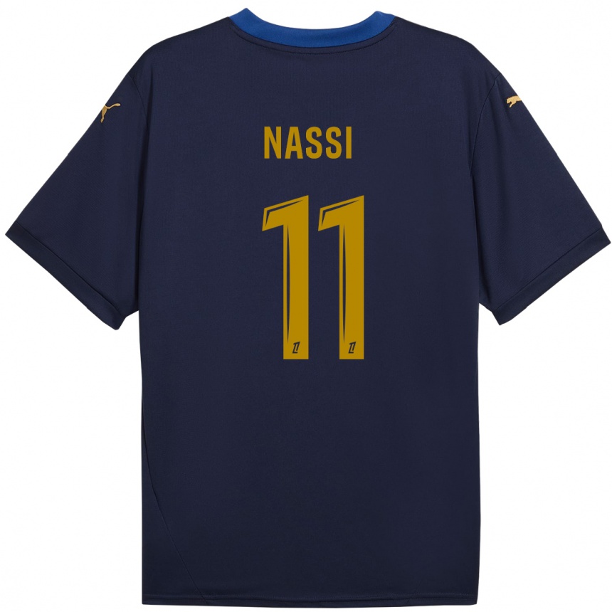 Niño Fútbol Camiseta Jade Nassi #11 Azul Marino Dorado 2ª Equipación 2024/25